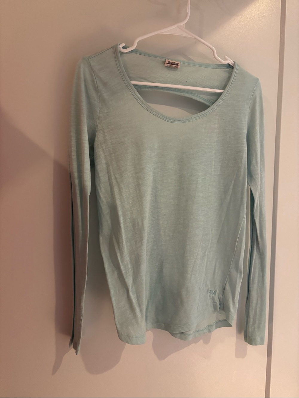 PINK Victoria's Secret Pale Aqua Long-Sleeve Scoop Neck Top